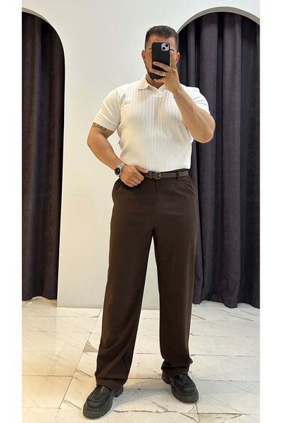 MERVENS Ribbed Polo Neck T-Shirt