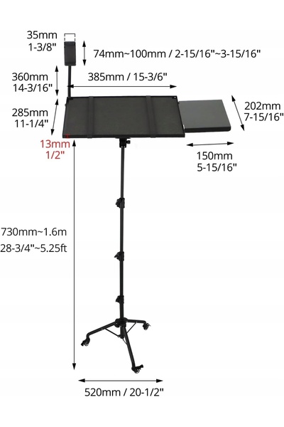 NO BRAND Suport pentru proiector, laptop, tabletă, notebook, pe roți, 66 cm -...