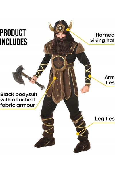 NO BRAND Costum Viking pentru bărbați, de Halloween, set complet, mărimea L