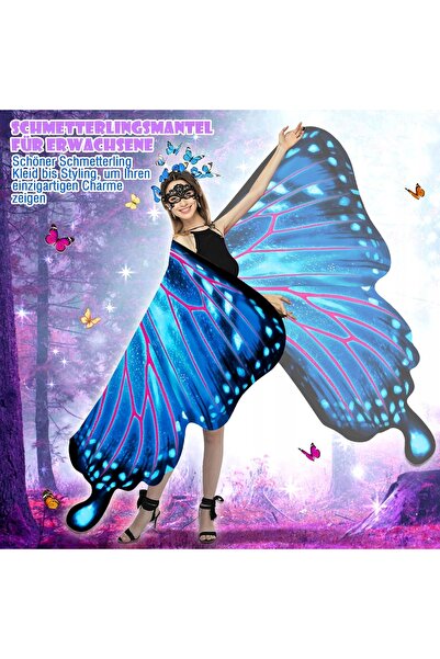 NO BRAND 168 x 140 cm Costum cu aripi de fluture pentru copii, pentru carnaval