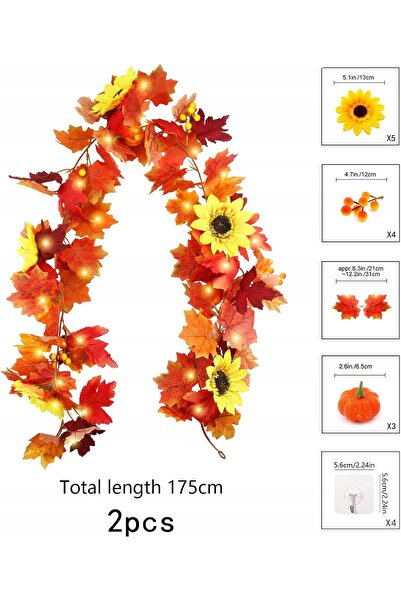 NO BRAND Ghirlandă LED cu frunze de arțar, decorațiune de toamnă, 2 x 1,75m