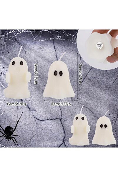 NO BRAND Lumânări parfumate decorative cu fantome de Halloween, 4 bucăți