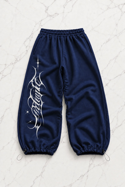 Gofeel Navy Blue Sectery Printed Baggy Unisex Sweatpants