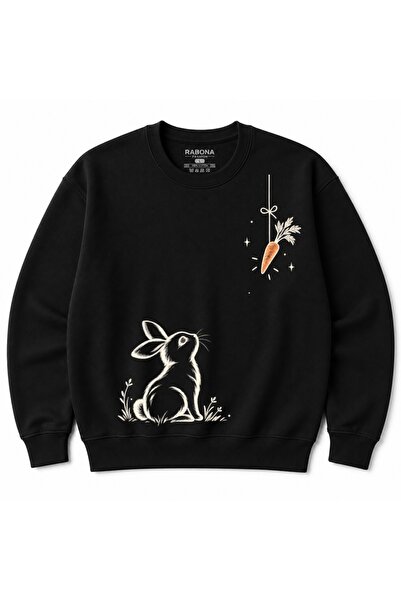 Rabona Fashion Chasing Carrots – Curious Bunny & Hanging Carrot Graphic Sweat...