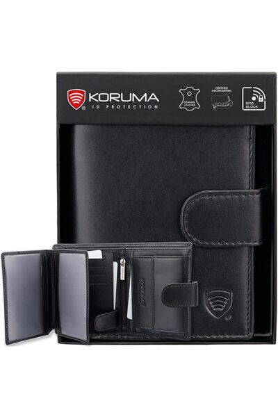 KORUMA Portofel bărbătesc, piele naturală, protecție RFID, compartiment pentr...