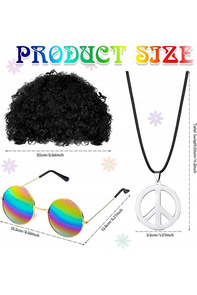 NO BRAND ACCESORII HIPPIE ANII '60 '70, SET COSTUM HIPPIE RETRO PENTRU HALLOWEEN