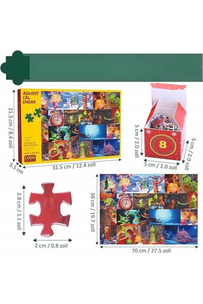 NO BRAND Calendar de Advent Grinch puzzle 1008 el. 24 de zile 52x75 cm