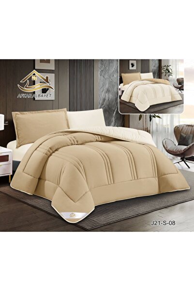 Afkar Albayet 4-Piece Double Sided Plain Duvet Cover – Filled Comforter with ...