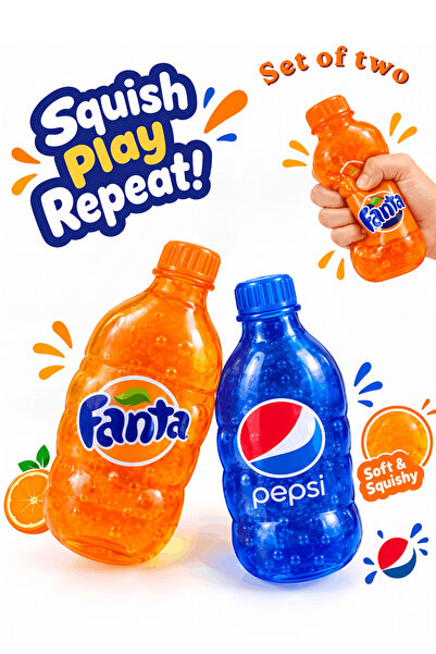 Generic Brand 2Pcs Soft Drink Bottle Squishy Toys – Fanta & Pepsi Design, Squ...