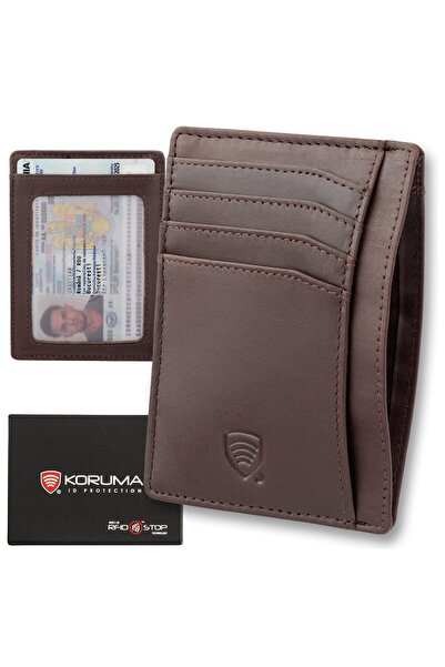 KORUMA Portofel ultra subțire pentru bărbați cu protecție RFID, din piele nat...