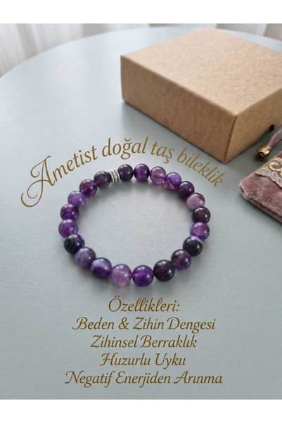 Genel Markalar Ametıst doğal taş bileklik