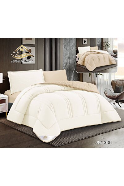 Afkar Albayet 4-Piece Double Sided Plain Duvet Cover – Filled Comforter with ...