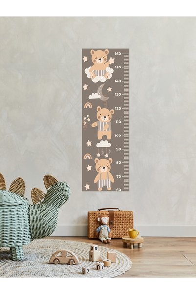 aiki Sevimli Ayıcıklar ve Bulut Temalı, Bebek & Çocuk Odası, Metre, Boy Ölçer, Duvar Sticker