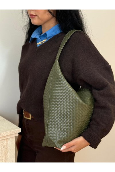 lalettobags Ženski Zakkum model Sa pletenim detaljem široki Torba za rame