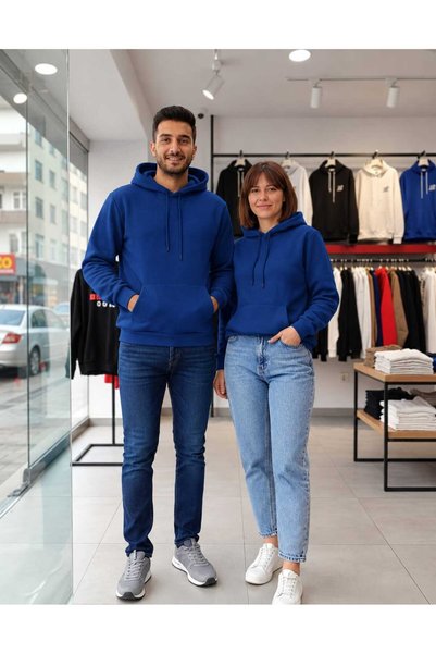 S&B Moda Unisex 3 İplik Kapüşonlu Şardonlu Sweatshirt Kanguru Cepli Hoodie