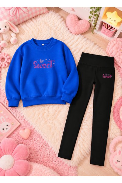 LORVEX Girl's Crew Neck Sweatshirt and Skinny Leggings Set, 2-Piece Printed T...