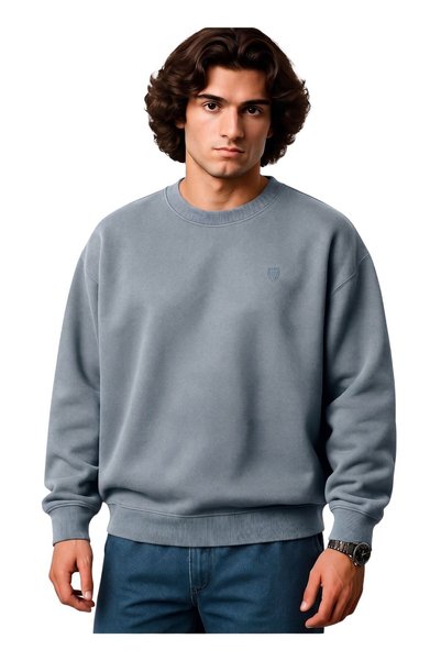 marufshop Pulover din bumbac, cu gât rotund, cu croială largă, pentru bărbați...