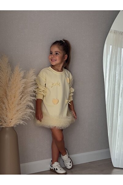 kokosh _ kidss burcu sapmaz Κοριτσίστικο κίτρινο σετ φόρεμα και κάλτσες από τ...