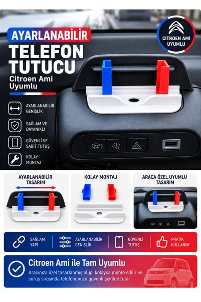 Genel Markalar Citroen Ami Uyumlu Ayarlanabilir Telefon Tutucu Fransa Temalı ...