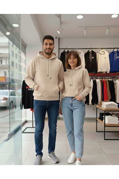 S&B Moda Unisex 3 İplik Kapüşonlu Şardonlu Sweatshirt Kanguru Cepli Hoodie