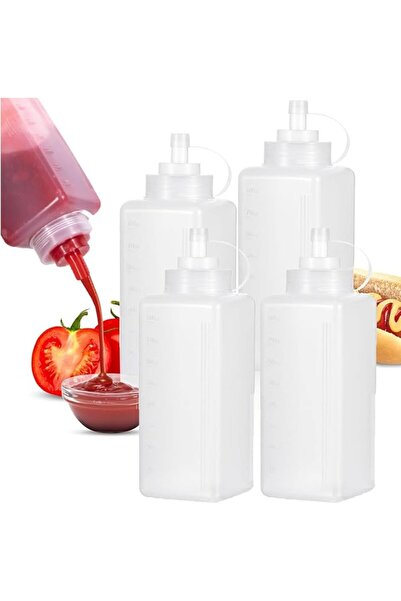 Yelajoy 4 Packs Squeeze Bottles 800 ml, Wide Mouth Squeeze Bottle with Caps, ...