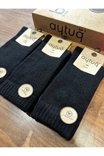 Aytuğ Women's Lambswool Seamless Lambswool Warm Winter Socks 3-Pack (Black)