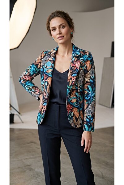 Çok Renkli Desenli Blazer Ceket