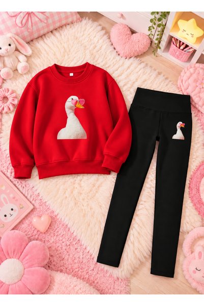 LORVEX Girl's Crew Neck Sweatshirt and Skinny Leggings Set, 2-Piece Printed T...