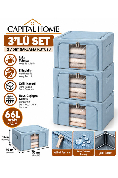Capital Home 3 lü HURÇ SETİ ÇELİK İSKELETLİ+ ŞEFFAF PENCERELİ+ÇİFT FERMUARLI