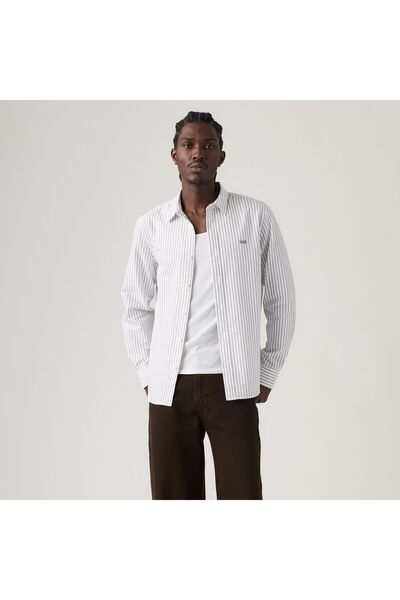 Levi's Battery Housemark Standard Jensen Stripe Men's White Striped Shirt 008...