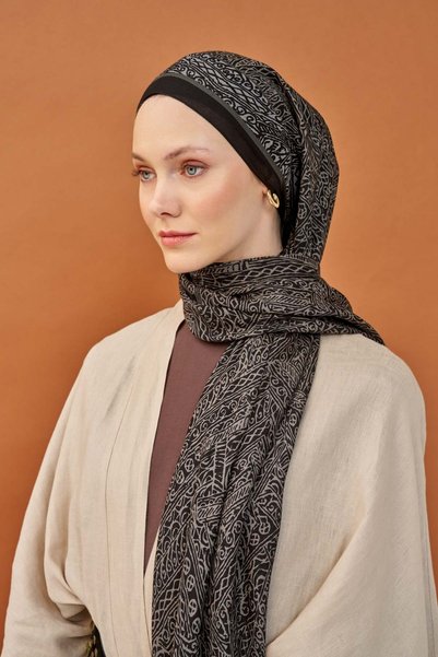 Silk Home Lorena-Riva Shawl Tencel Guipure Pattern Black