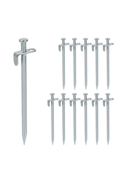 Relaxdays Set of 12 tent pegs, Relaxdays, stainless steel, 20x4x1.5cm, silver