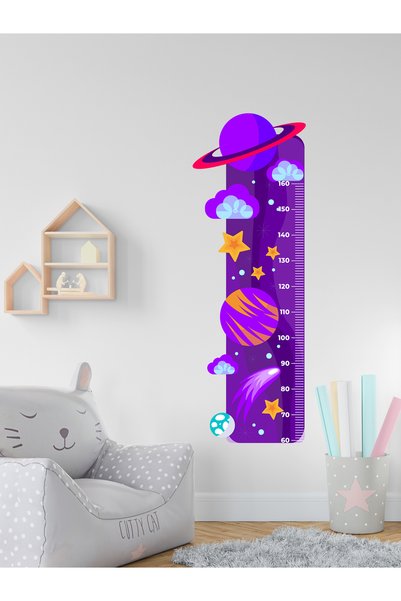 aiki Gezegen Temalı, Bebek & Çocuk Odası, Metre, Boy Ölçer, Duvar Sticker