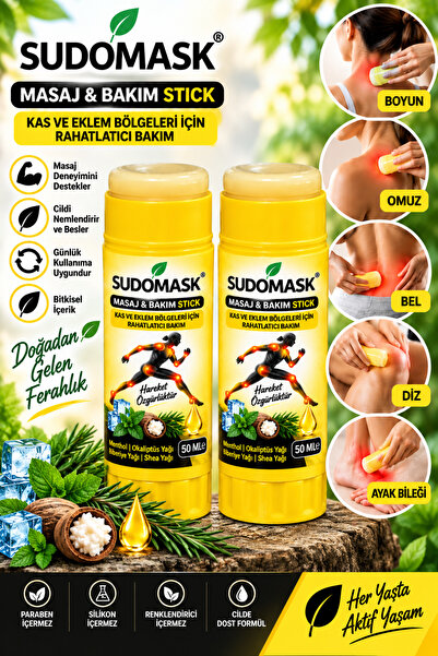 Masaj & Bakım Stick 50 ML | Boyun Omuz Bel Diz Ayak Bileği Bakım Balmı 2 Adet