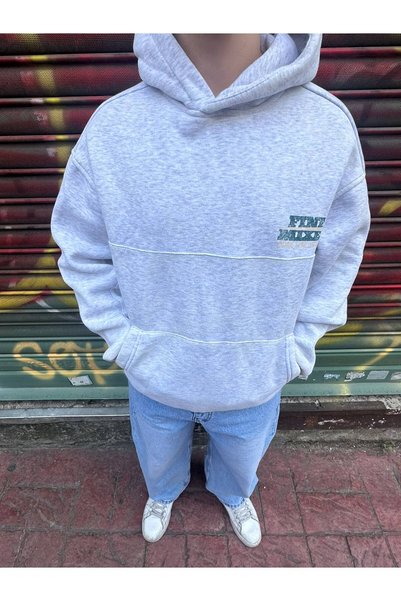 Oversize Yıkamalı Kapüşonlu Sweatshirt