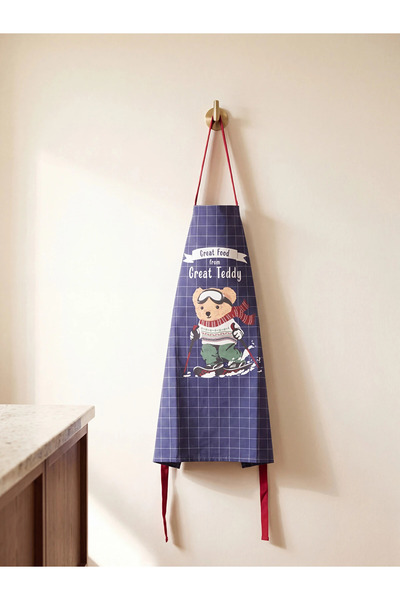 LC Waikiki Lcw Home Navy Blue Bear Teddy Printed Kitchen Apron