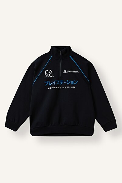 DeFacto Playstation Oversize High Collar Half Zipper Printed Sweatshirt for B...