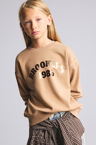 DeFacto Relax Fit Bisiklet Yaka Baskılı Sweatshirt Kız Çocuk I6182A826WN