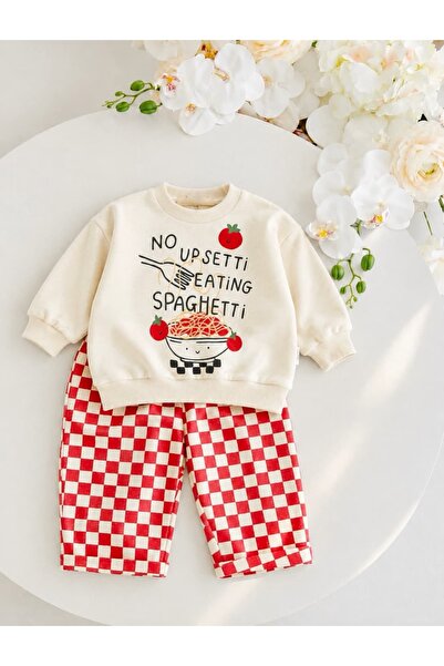 Valia Baby Spaghetti Dama Pantalonlu Premium %100 Pamuk Unisex Bebek/Çocuk Takım