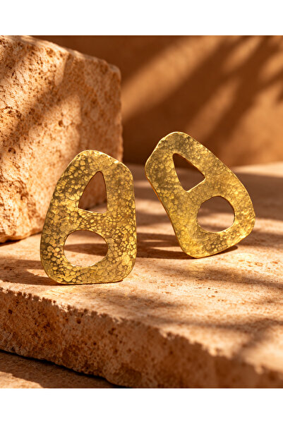Lu Atelier Aurea Handmade Textured Brass Geometric Earrings – 0.8 mm Brass Sheet