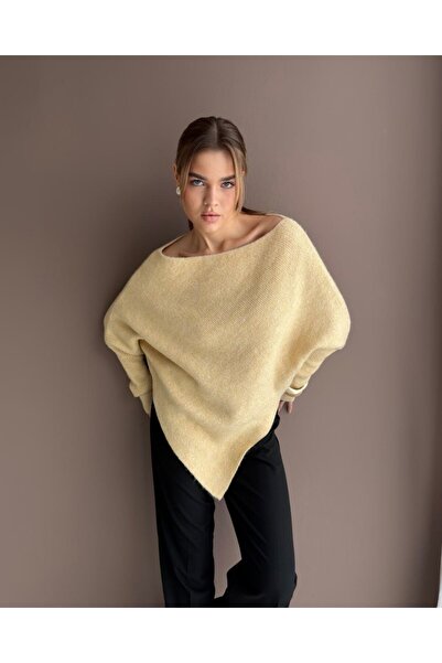 Cistern İstanbul Women's Boat Neck Off-Shoulder Oversize Knitwear Sweater
