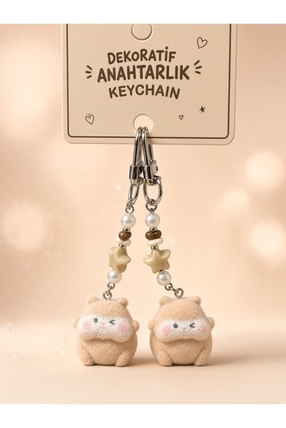 Meyra Accessories Plush Furry Couple Cute Animal Assorted Charm Keychain Come...