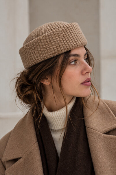Külah KLH Studio Dept. Ribbed Wool Pillbox Şapka - Vizon