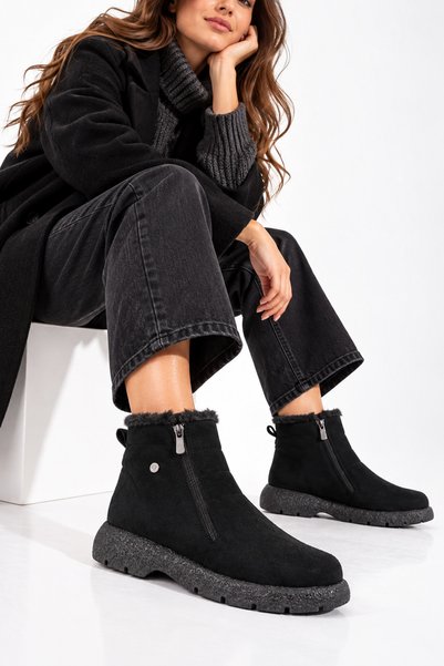 Lal Shoes & Bags Battle Women's Nubuck Detailed Stitched Side Zipper Furry Boots B4773