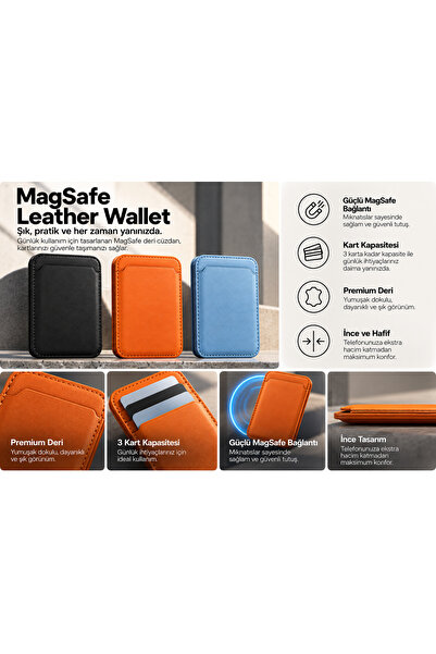 Genel Markalar Premium Deri Magsafe Cüzdan Kartlık