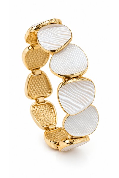 14K Gold Görünümlü Oval Taşlı Kelepçe