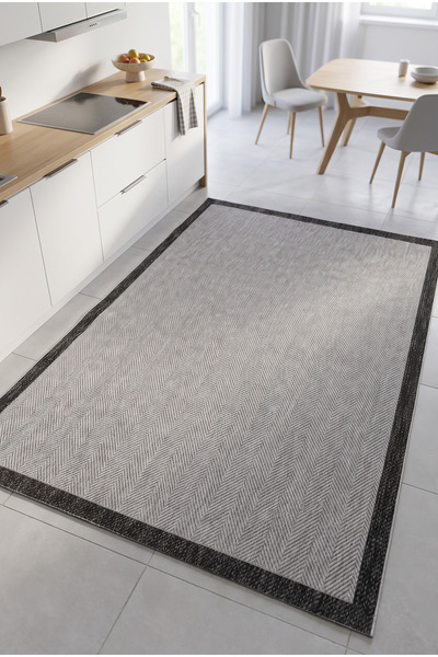 Merinos SİSAL Modern Salon Mutfak Balkon Koridor Halı Gri 65-90