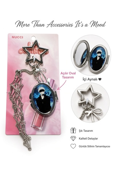 Meyra Accessories Metal Aynalı gloss tutuculu Jujutsu Kaisen Charm Anahtarlık 1 adet gelmektedir