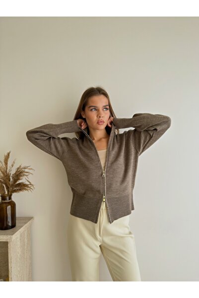 Cistern İstanbul Women's Double Zippered Knitwear Cardigan