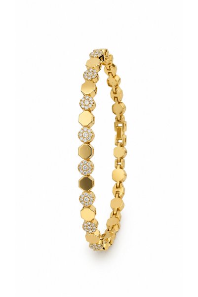 14K Gold Geometrik Altıgen Taşlı Bileklik
